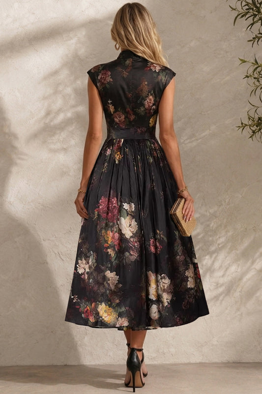 TIMELESS FLORAL ELEGANCE MIDI DRESS