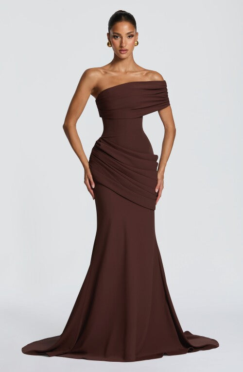 Kasia Gown - Plum Brown Dress Fardora Premium Exclusive Design