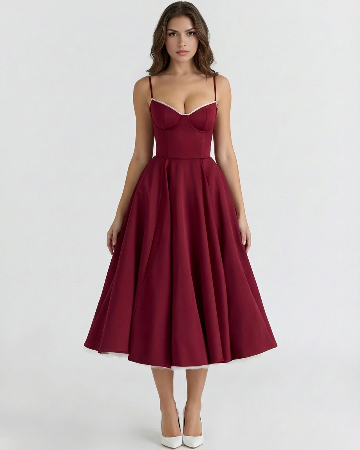 SCULPTING SWEETHEART MIDI DRESS