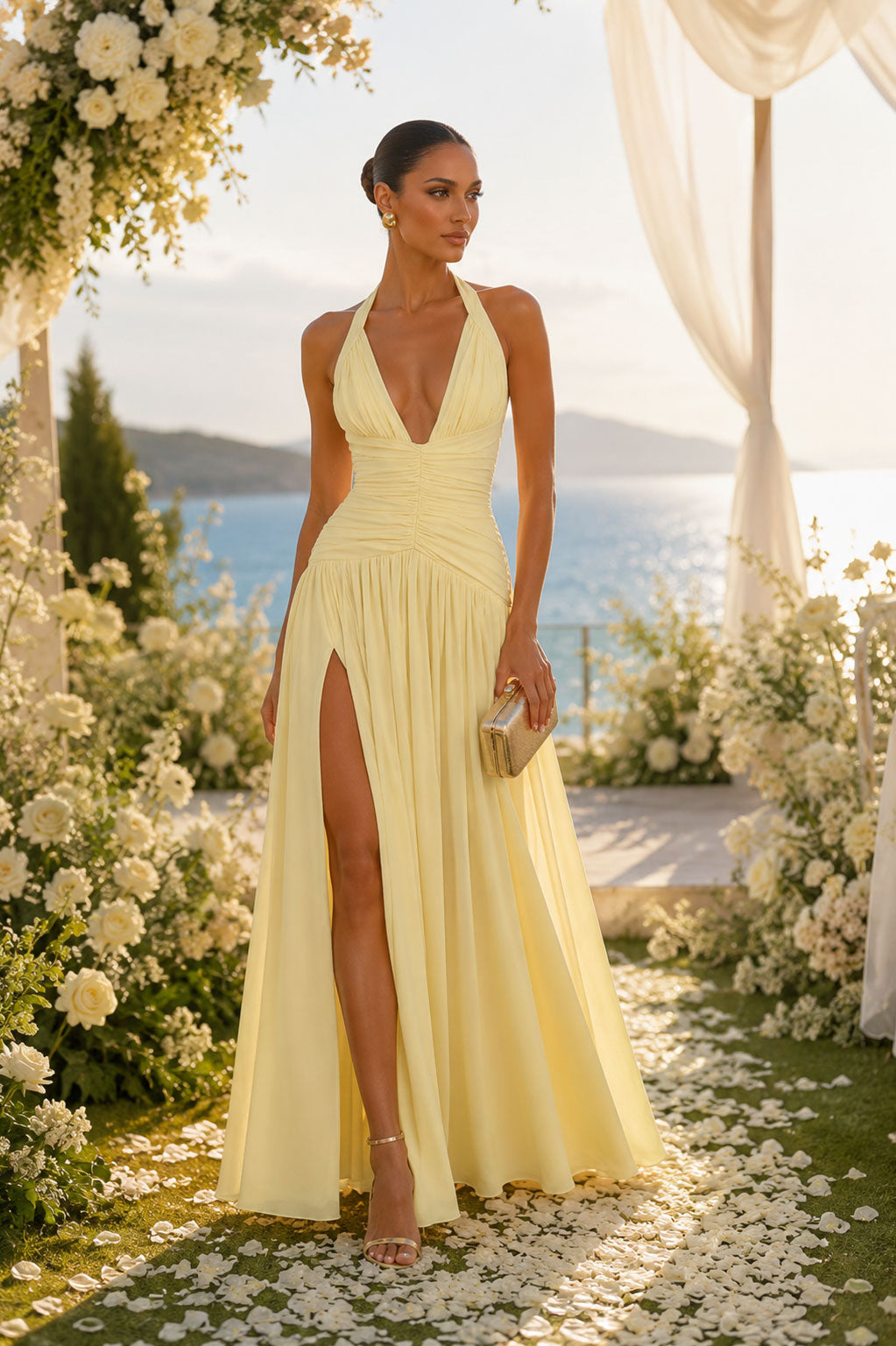 GOLDEN HOUR HALTER GOWN