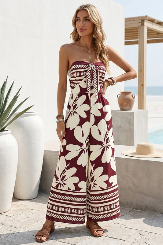 SUNSET COAST STRAPLESS JUMPSUIT EFFORTLESS RESORT STYLE MADE FOR SUNNY DAYS