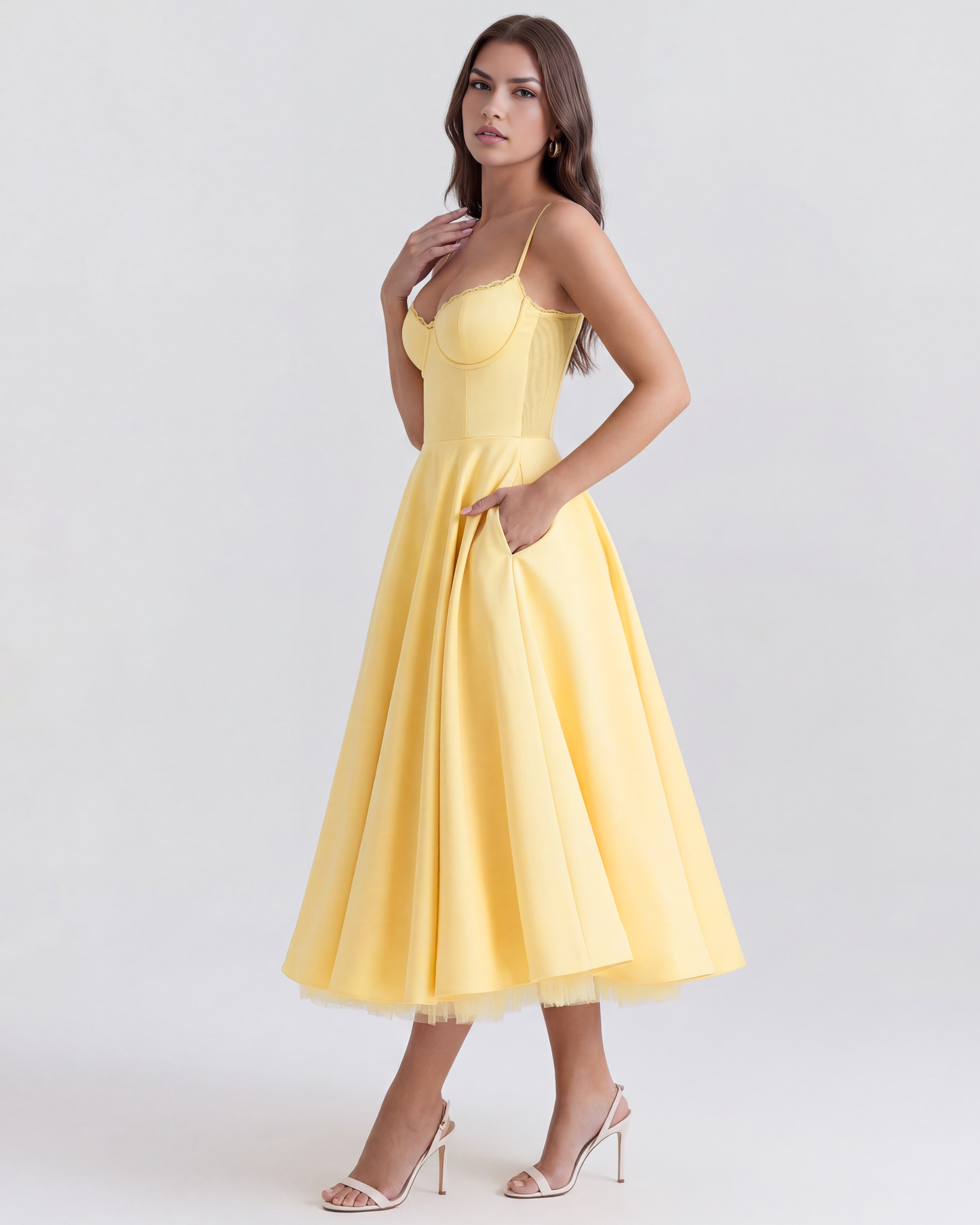 SCULPTING SWEETHEART MIDI DRESS