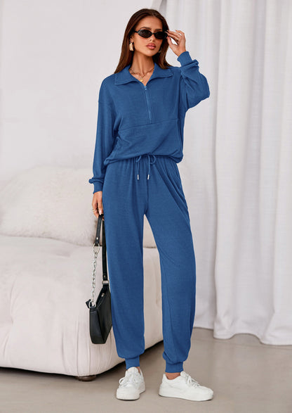 Women's Fall 2 Piece Lounge Sets Zip Up Sweatshirt Jogger Pants Sweat Track Suits Travel Outfit Winter Clothing