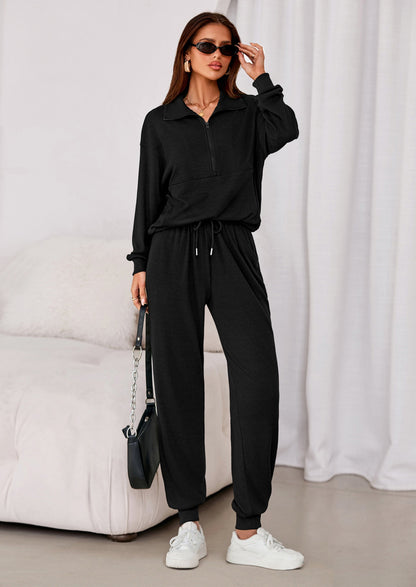 Women's Fall 2 Piece Lounge Sets Zip Up Sweatshirt Jogger Pants Sweat Track Suits Travel Outfit Winter Clothing