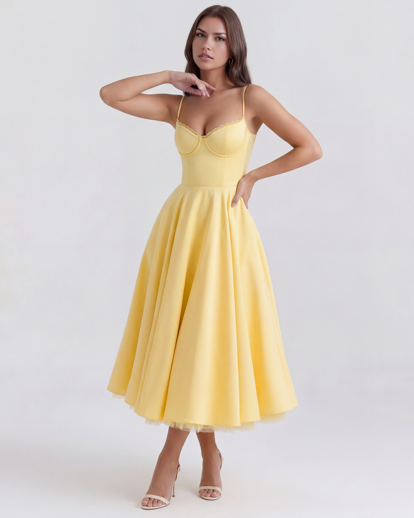 SCULPTING SWEETHEART MIDI DRESS