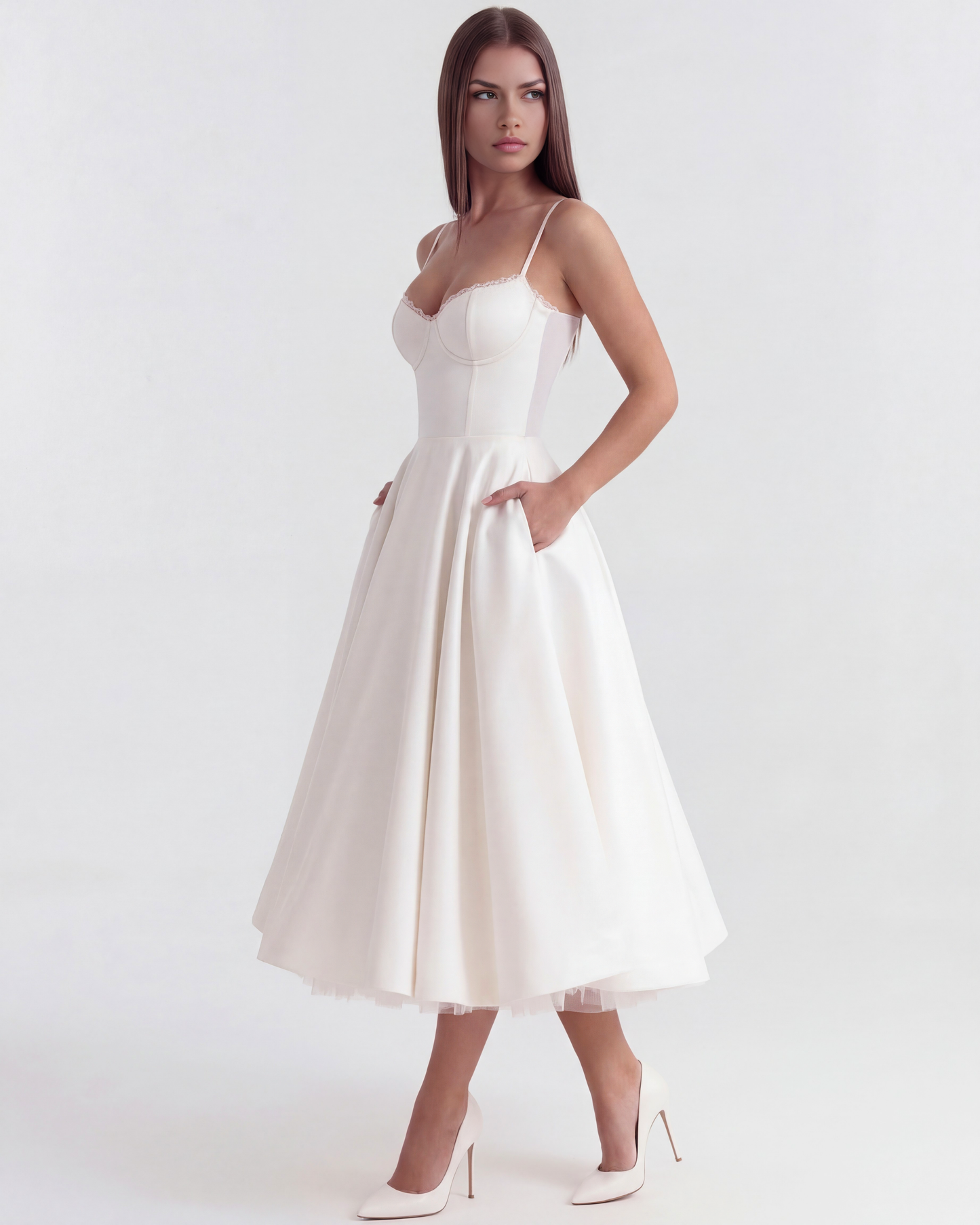 SCULPTING SWEETHEART MIDI DRESS