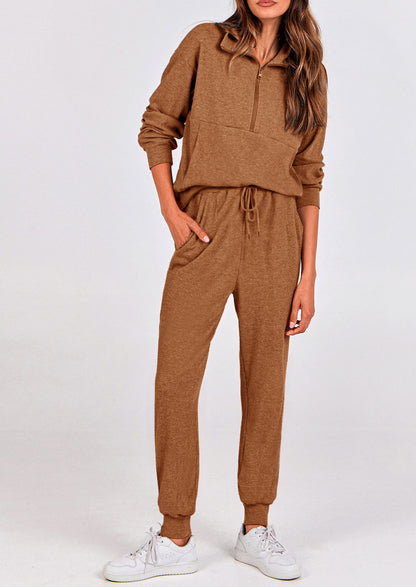 Women's Fall 2 Piece Lounge Sets Zip Up Sweatshirt Jogger Pants Sweat Track Suits Travel Outfit Winter Clothing