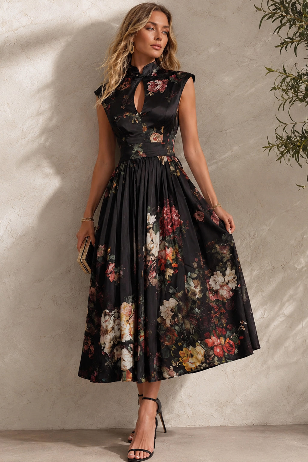TIMELESS FLORAL ELEGANCE MIDI DRESS