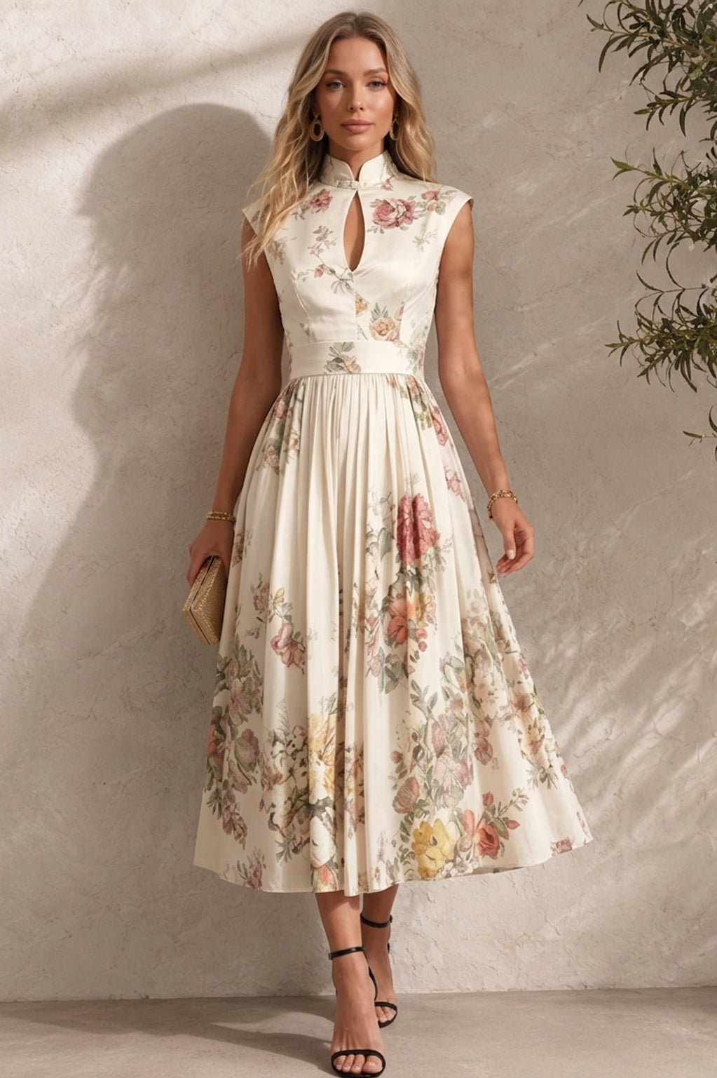 TIMELESS FLORAL ELEGANCE MIDI DRESS