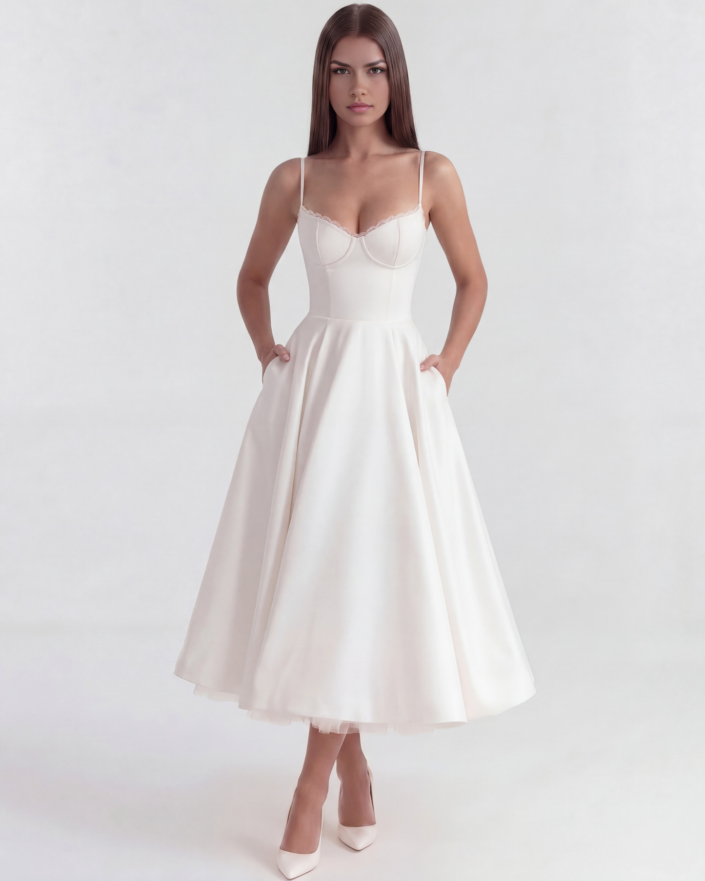 SCULPTING SWEETHEART MIDI DRESS