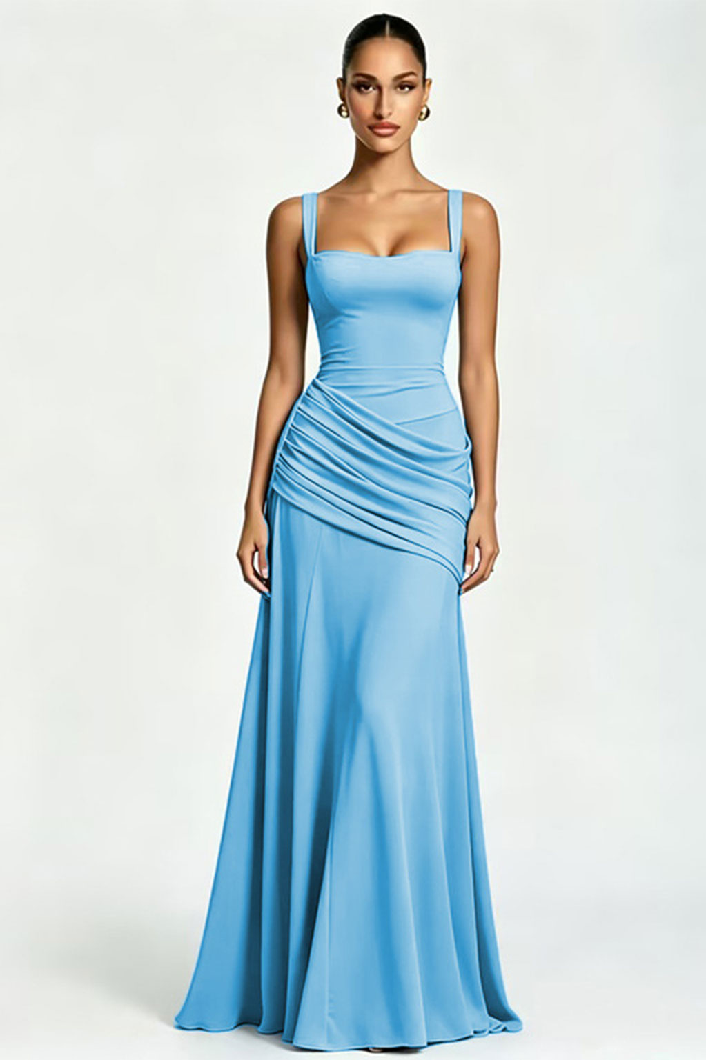 PLEATED MAXI DRESS WITH LACE-UP BACK