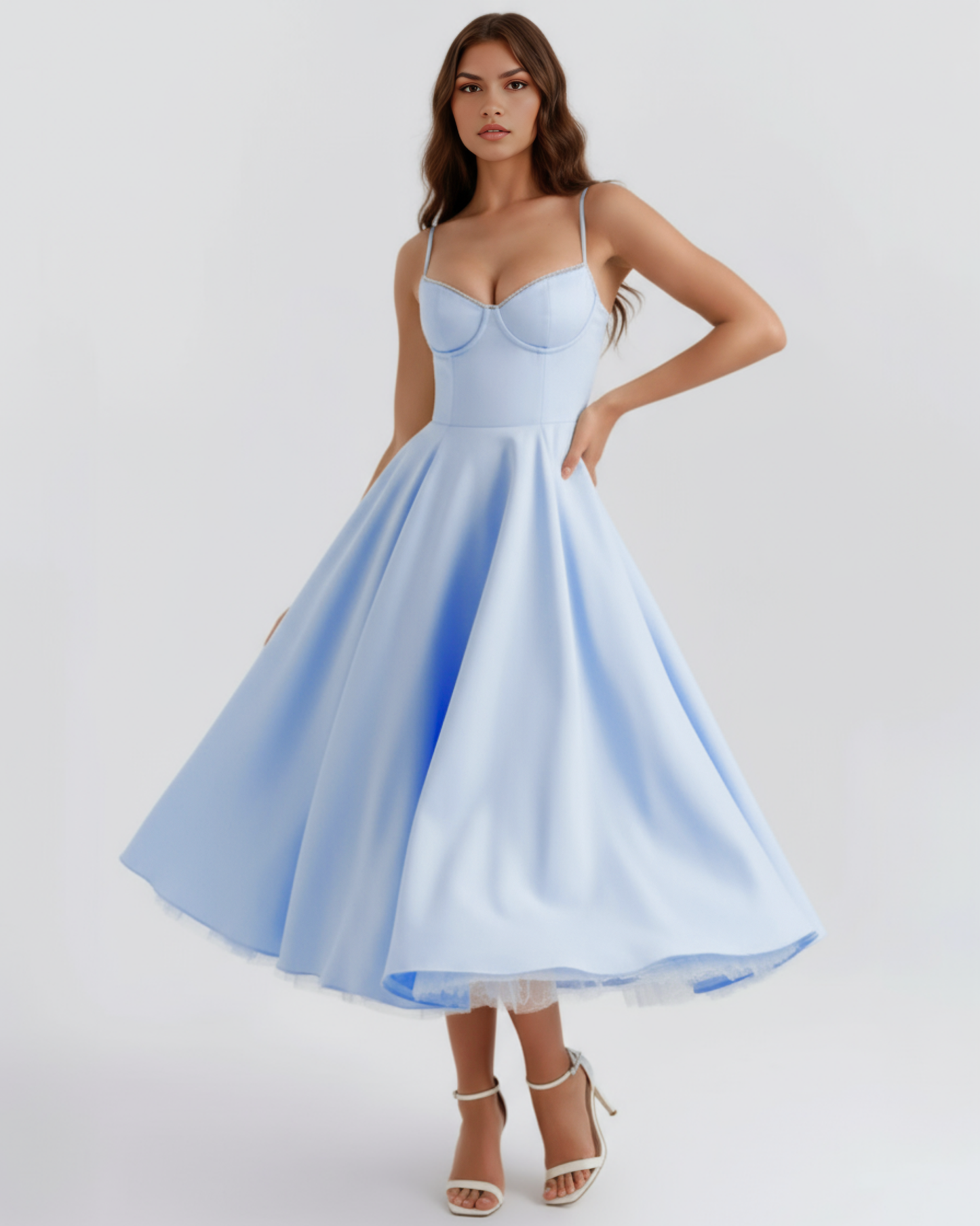 SCULPTING SWEETHEART MIDI DRESS