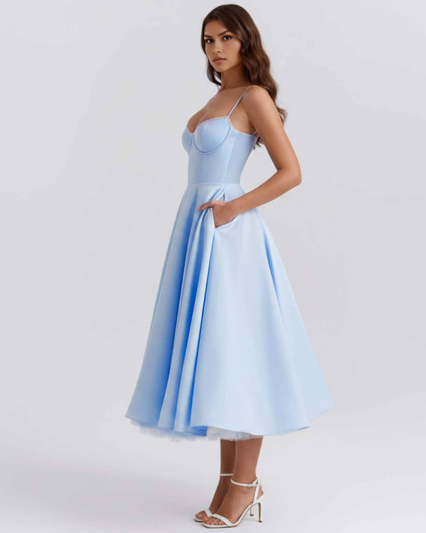 SCULPTING SWEETHEART MIDI DRESS