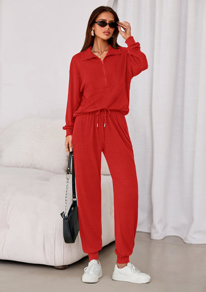 Women's Fall 2 Piece Lounge Sets Zip Up Sweatshirt Jogger Pants Sweat Track Suits Travel Outfit Winter Clothing