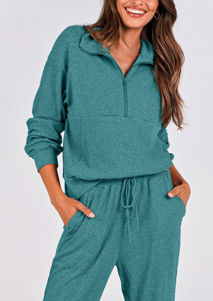 Women's Fall 2 Piece Lounge Sets Zip Up Sweatshirt Jogger Pants Sweat Track Suits Travel Outfit Winter Clothing