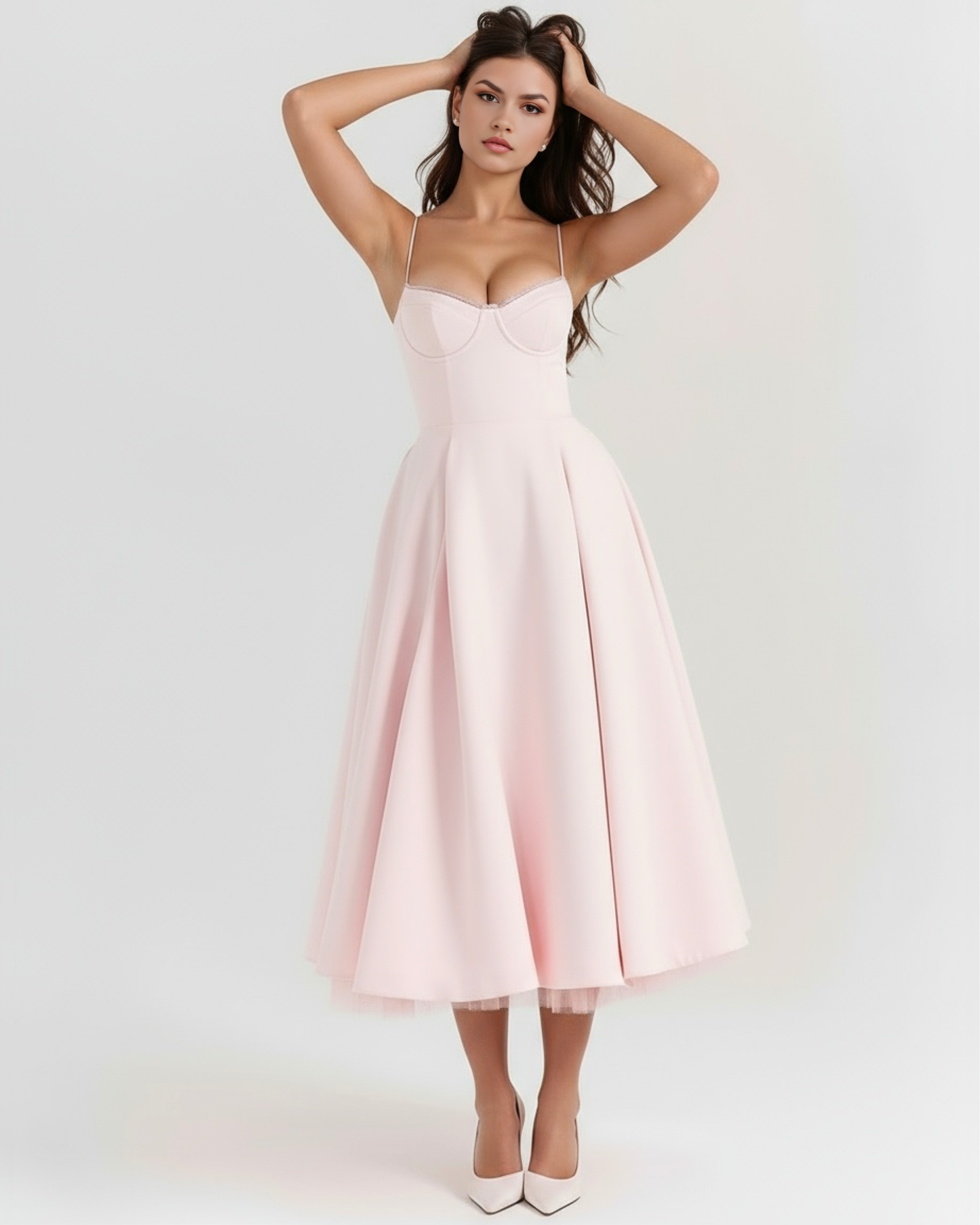 SCULPTING SWEETHEART MIDI DRESS