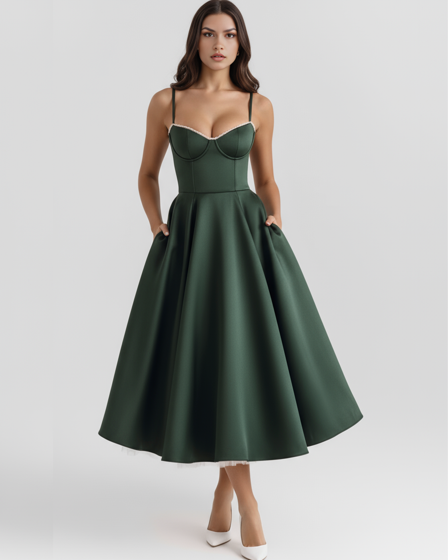 SCULPTING SWEETHEART MIDI DRESS