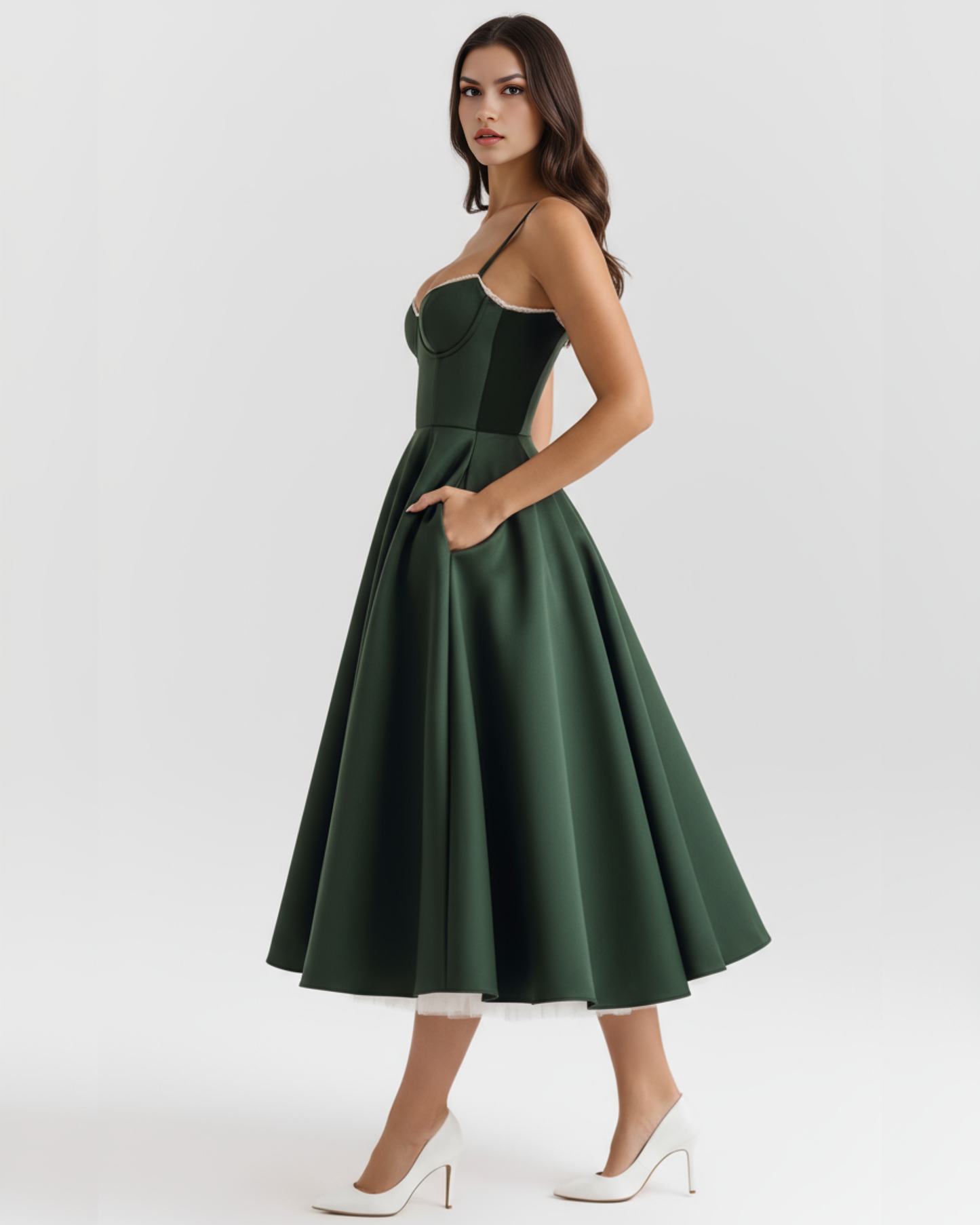 SCULPTING SWEETHEART MIDI DRESS