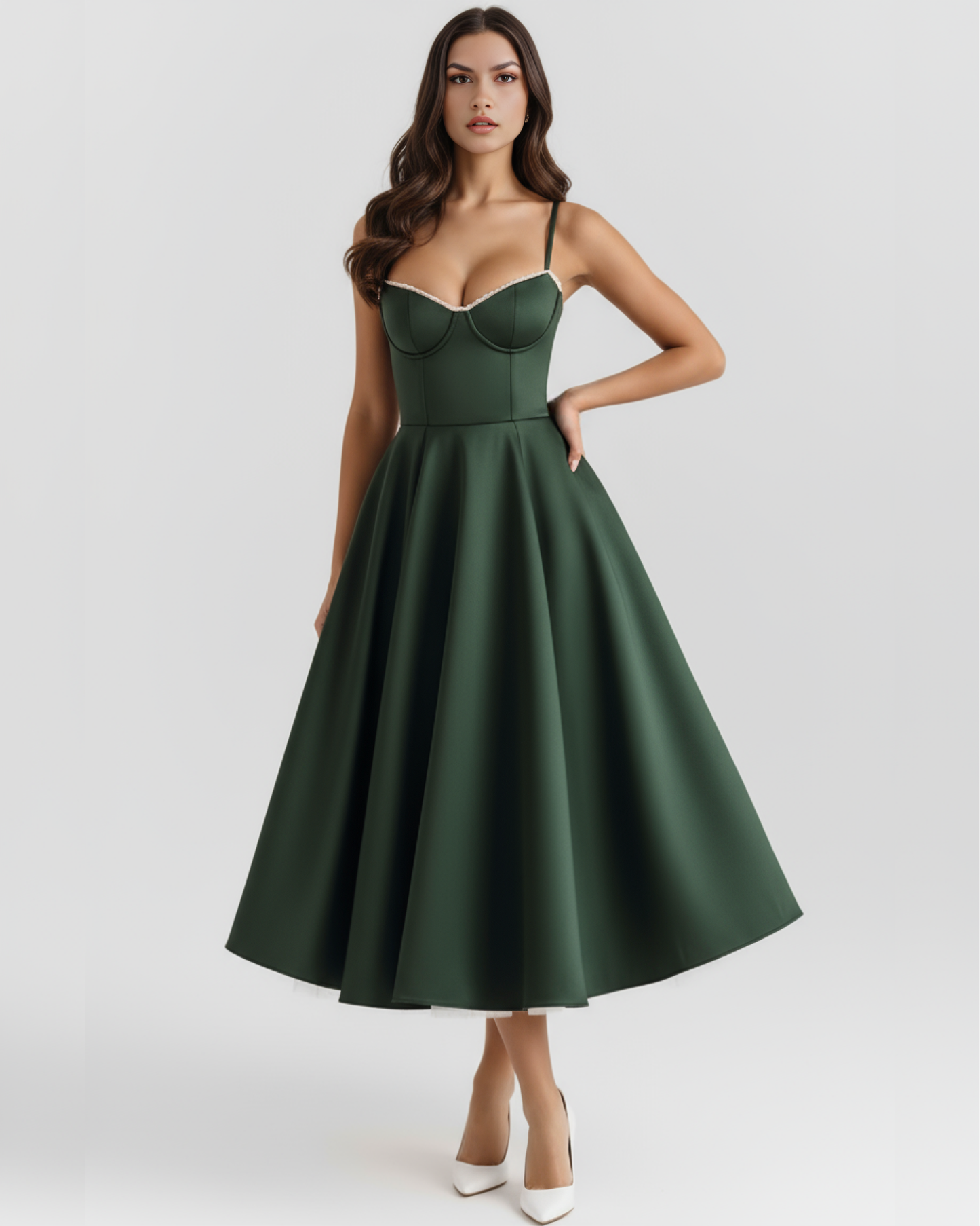 SCULPTING SWEETHEART MIDI DRESS