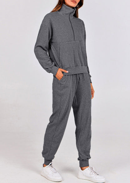 Women's Fall 2 Piece Lounge Sets Zip Up Sweatshirt Jogger Pants Sweat Track Suits Travel Outfit Winter Clothing