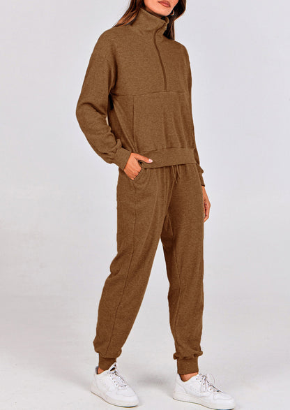 Women's Fall 2 Piece Lounge Sets Zip Up Sweatshirt Jogger Pants Sweat Track Suits Travel Outfit Winter Clothing