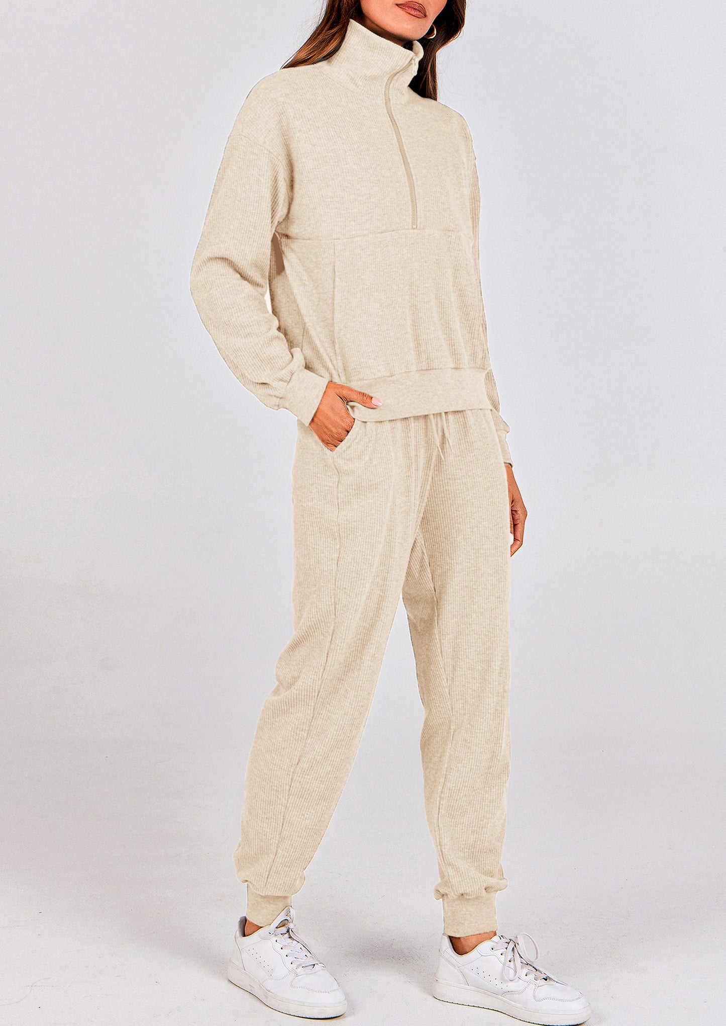 Women's Fall 2 Piece Lounge Sets Zip Up Sweatshirt Jogger Pants Sweat Track Suits Travel Outfit Winter Clothing