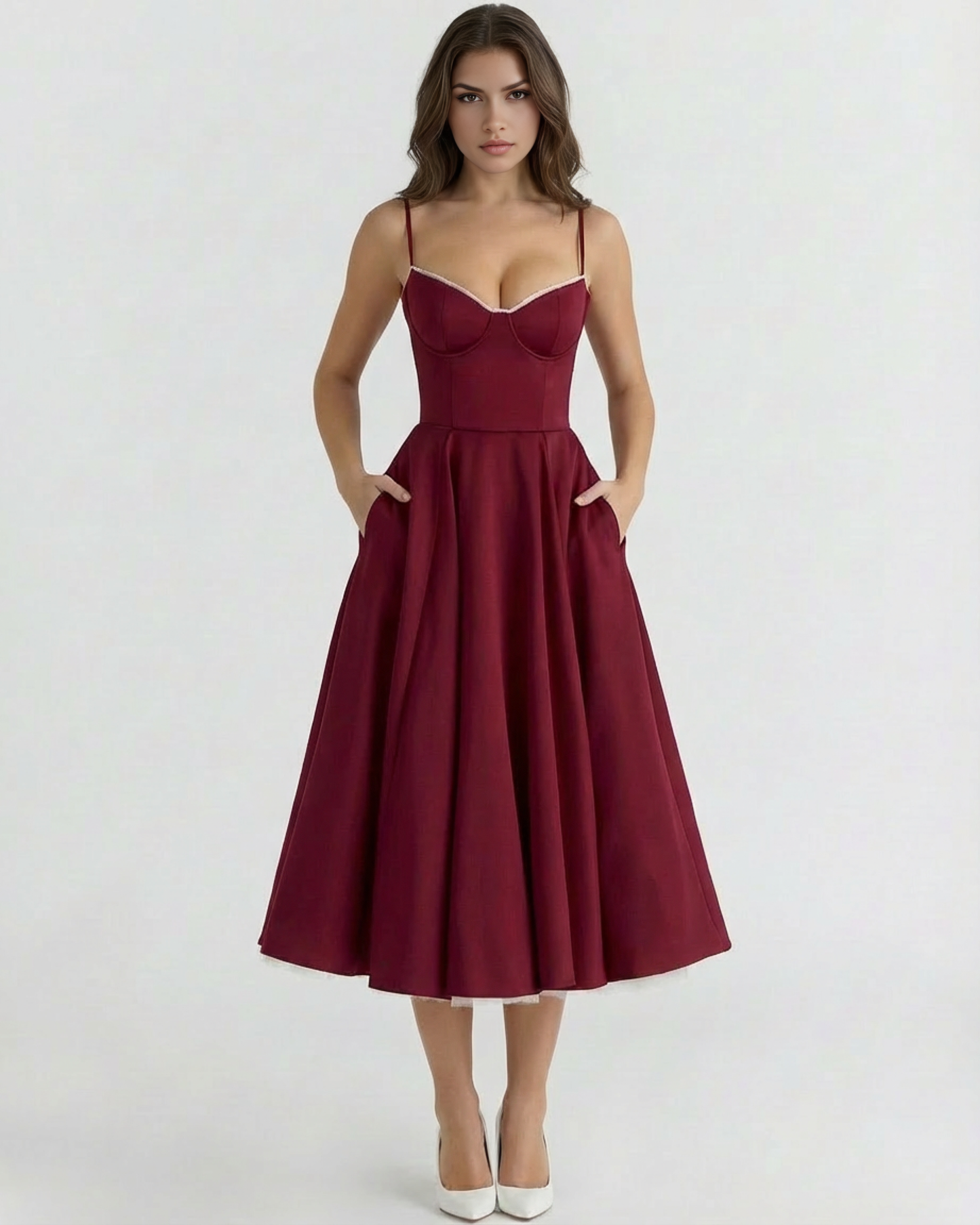 SCULPTING SWEETHEART MIDI DRESS