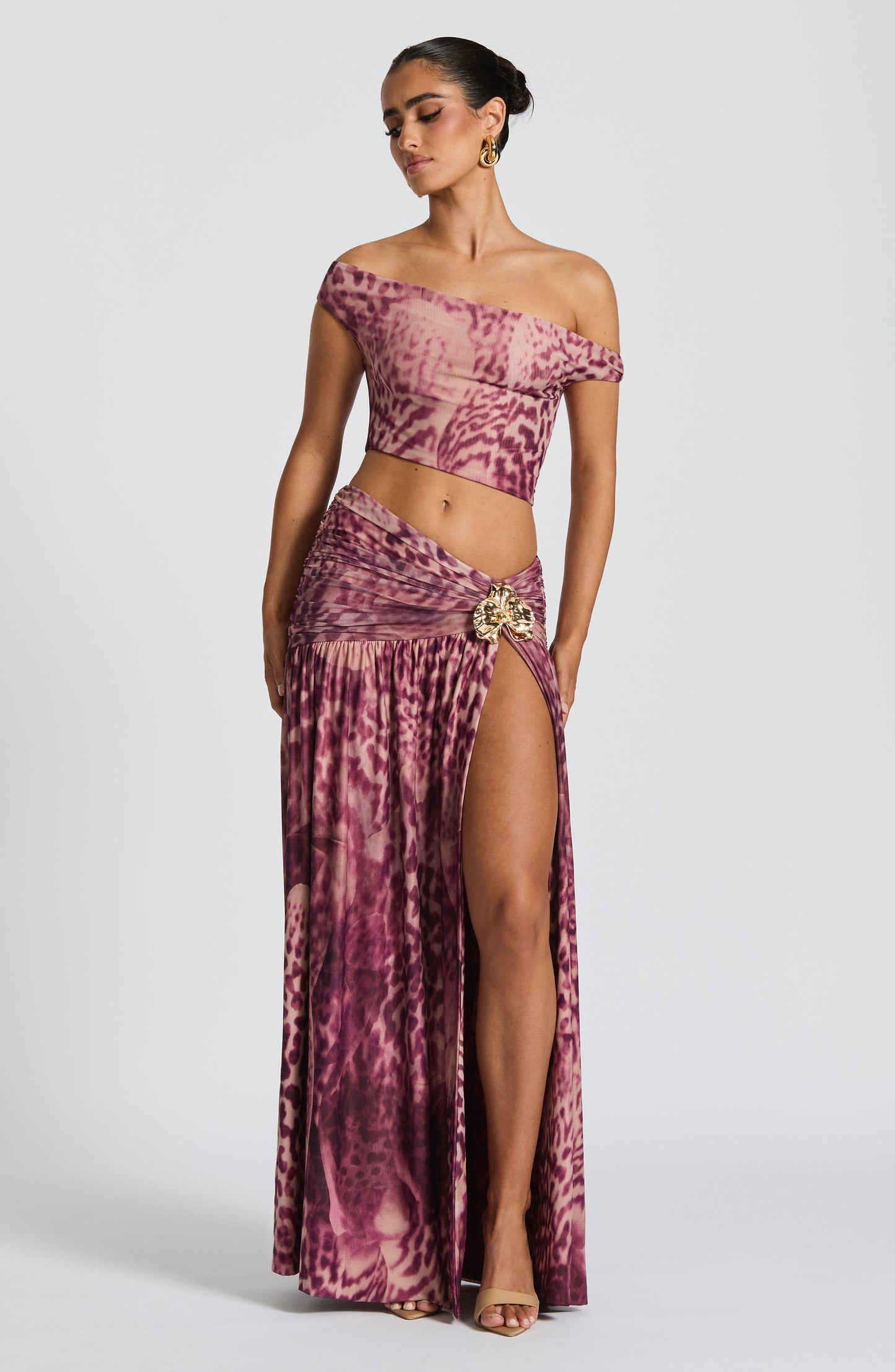 Eva Top - Magenta Orchid Print Top Fardora Premium Exclusive Design