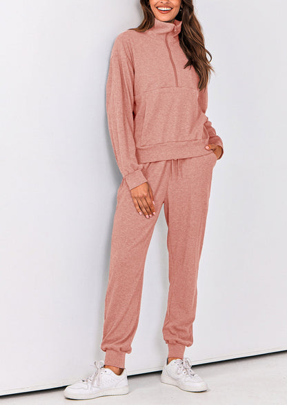 Women's Fall 2 Piece Lounge Sets Zip Up Sweatshirt Jogger Pants Sweat Track Suits Travel Outfit Winter Clothing