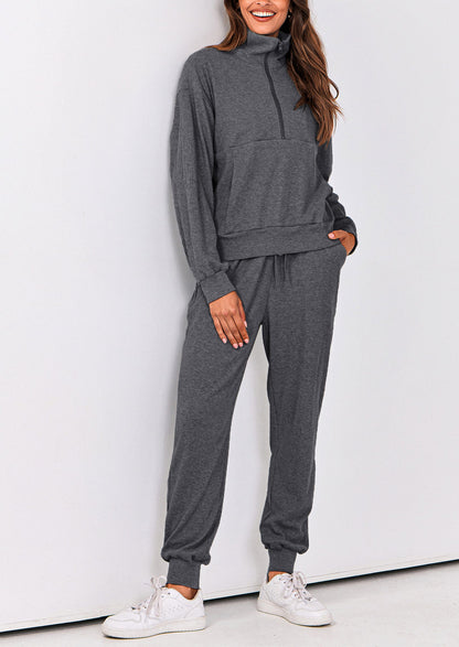 Women's Fall 2 Piece Lounge Sets Zip Up Sweatshirt Jogger Pants Sweat Track Suits Travel Outfit Winter Clothing