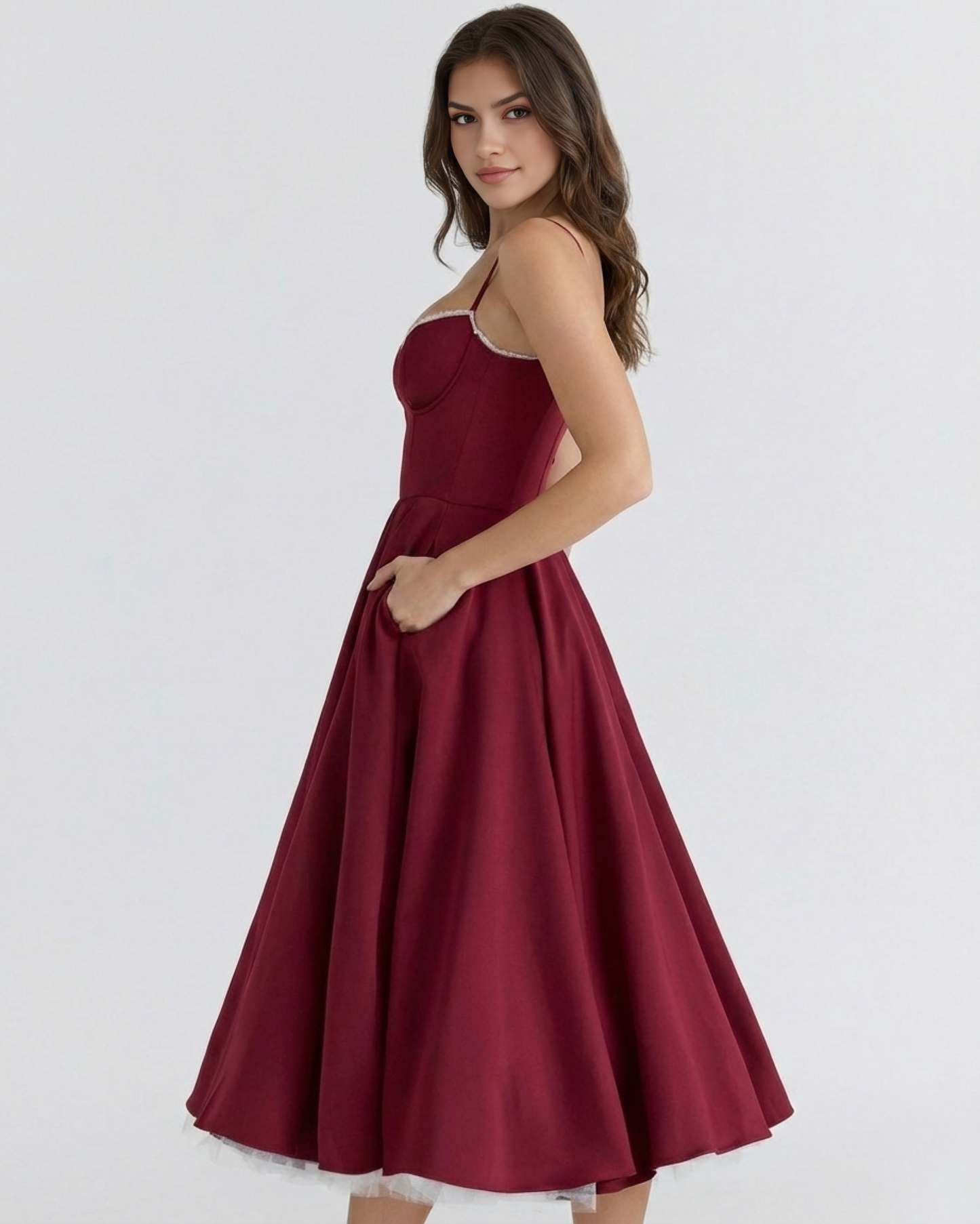 SCULPTING SWEETHEART MIDI DRESS