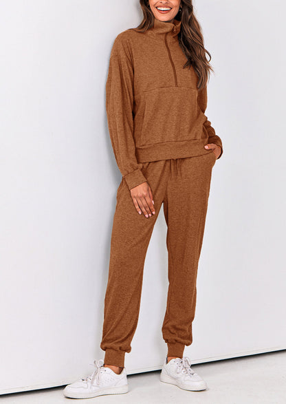 Women's Fall 2 Piece Lounge Sets Zip Up Sweatshirt Jogger Pants Sweat Track Suits Travel Outfit Winter Clothing