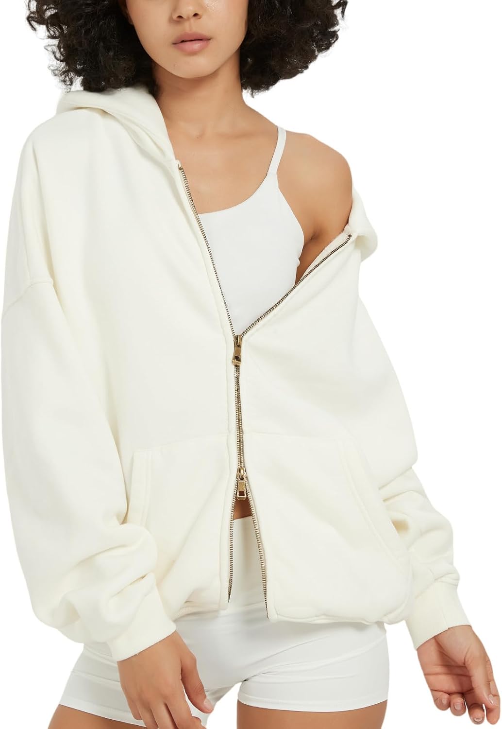 Womens Zip Up Hoodie Oversized Acid Wash Sweatshirts Heavyweight Fall Fashion Outfits Casual Jackets Winter Clothes