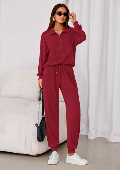 Women's Fall 2 Piece Lounge Sets Zip Up Sweatshirt Jogger Pants Sweat Track Suits Travel Outfit Winter Clothing