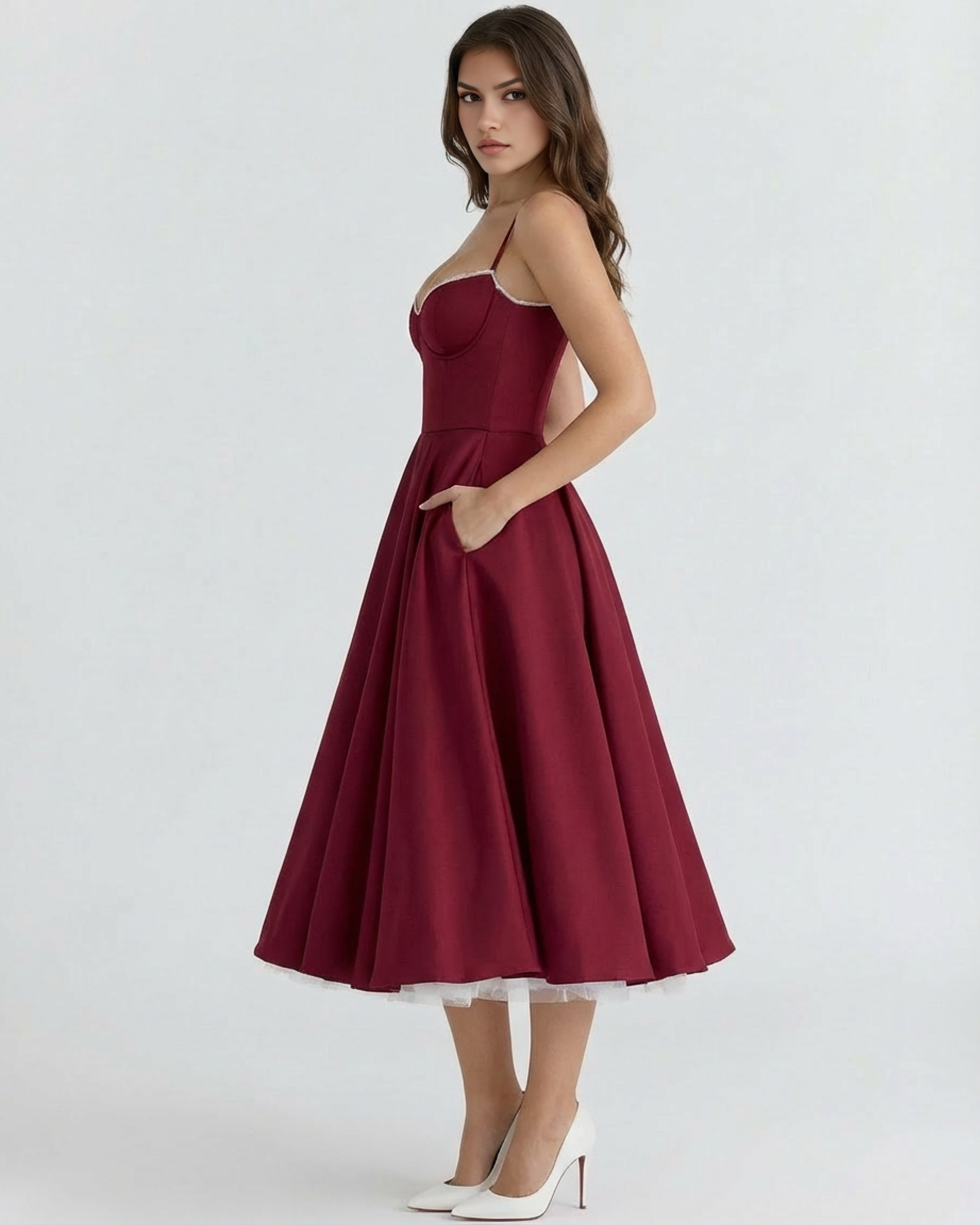 SCULPTING SWEETHEART MIDI DRESS