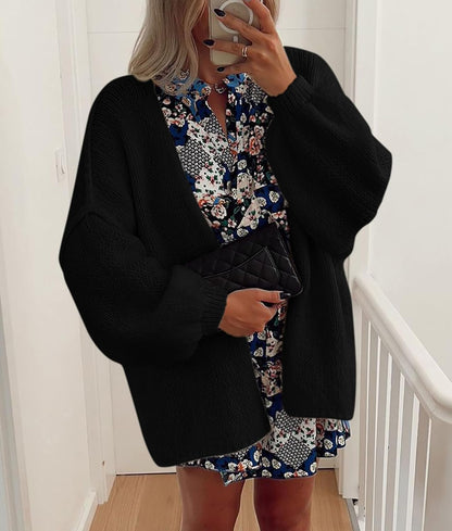 Womens Oversized Cardigan Sweaters 2025 Fall Long Lantern Sleeve Knit Open Front Lightweight Sweater