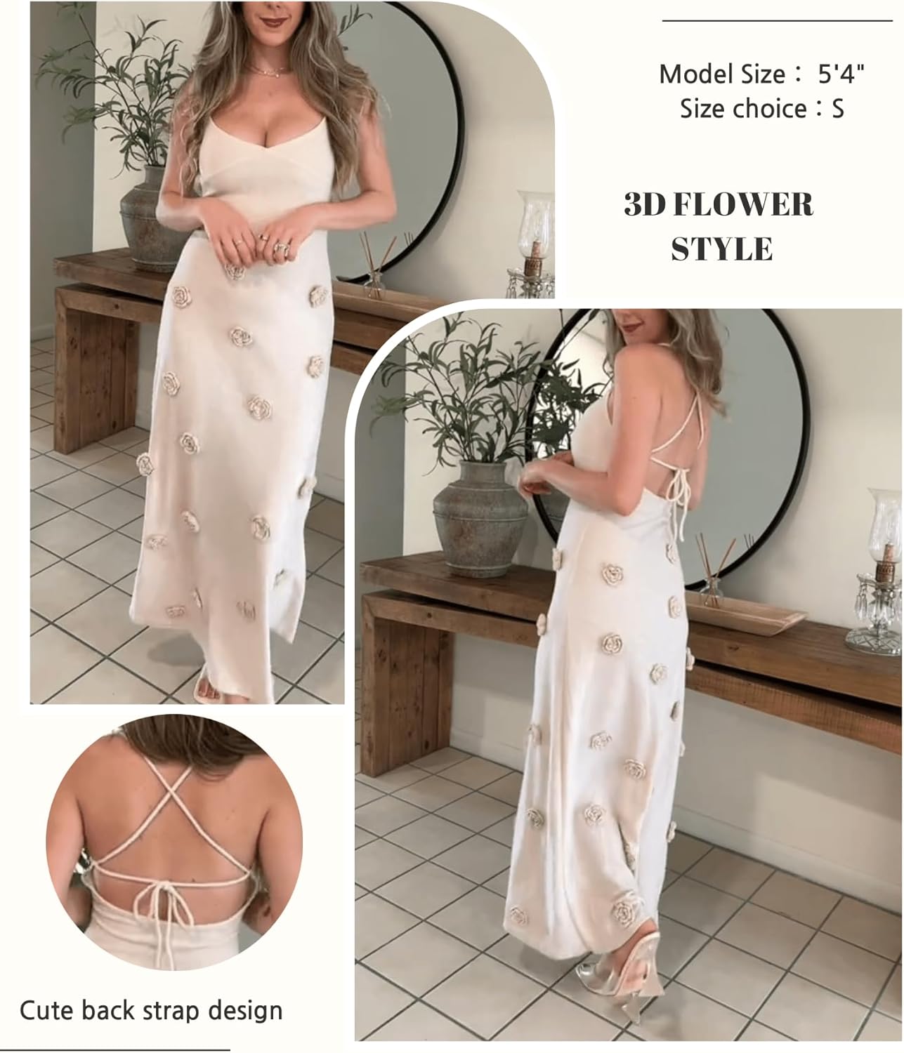 Women's Knit Maxi Dress Spaghetti Strap Floral Dresses Bodycon Knitted Beach Long Dress Backless Swim Cover up Dresses