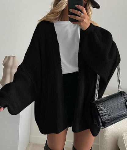 Womens Oversized Cardigan Sweaters 2025 Fall Long Lantern Sleeve Knit Open Front Lightweight Sweater