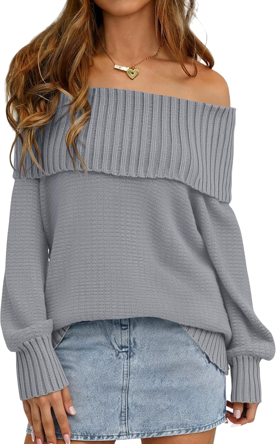 Womens Off The Shoulder Sweater Long Sleeve Tops Loose Knit Pullover Sweaters Fashion Fall Clothes 2025