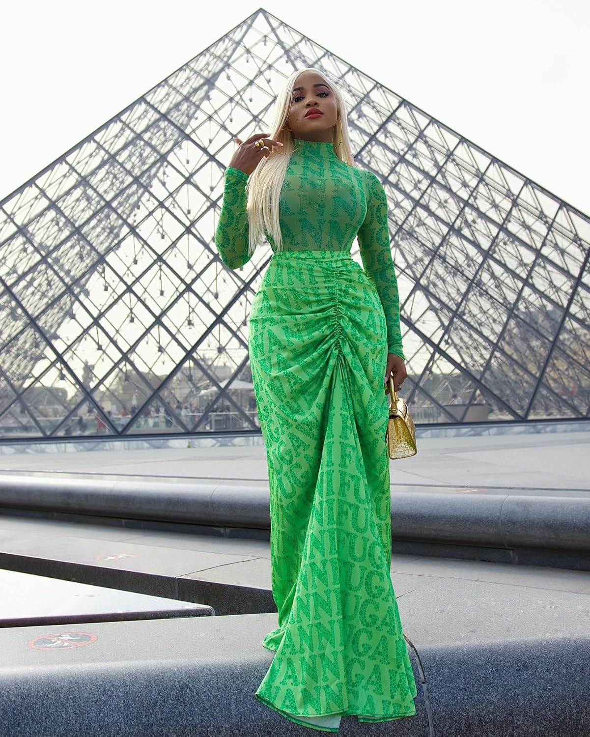 ksotutm Maxi Skirt Set Letter Print Mesh Top Long Seleeve Maxi Skirt Sexy Going Out Outfits for Women Two Piece Sets