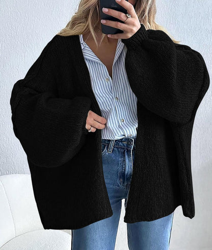 Womens Oversized Cardigan Sweaters 2025 Fall Long Lantern Sleeve Knit Open Front Lightweight Sweater