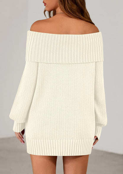 Womens Off The Shoulder Sweater Long Sleeve Tops Loose Knit Pullover Sweaters Fashion Fall Clothes 2025