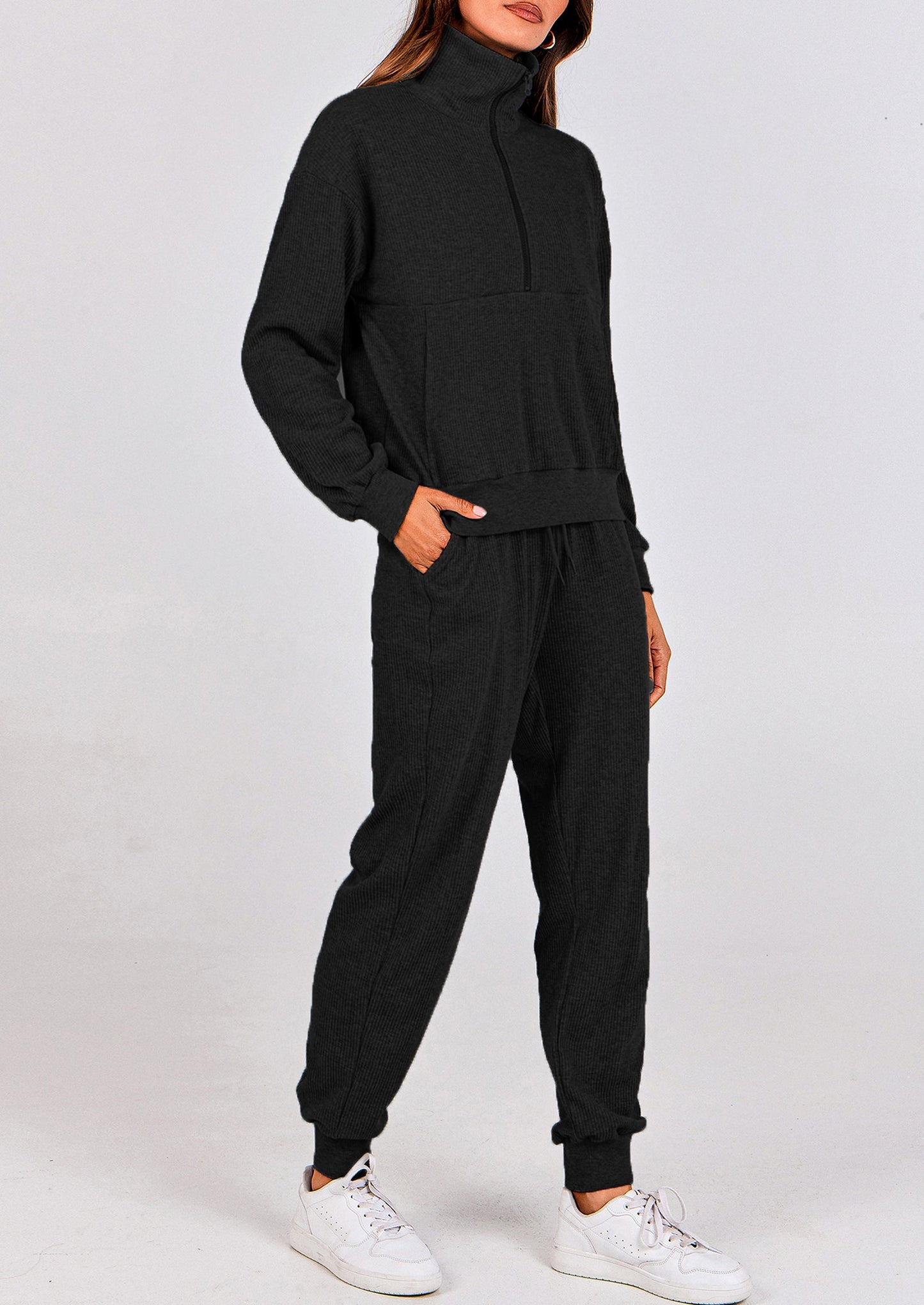 Women's Fall 2 Piece Lounge Sets Zip Up Sweatshirt Jogger Pants Sweat Track Suits Travel Outfit Winter Clothing