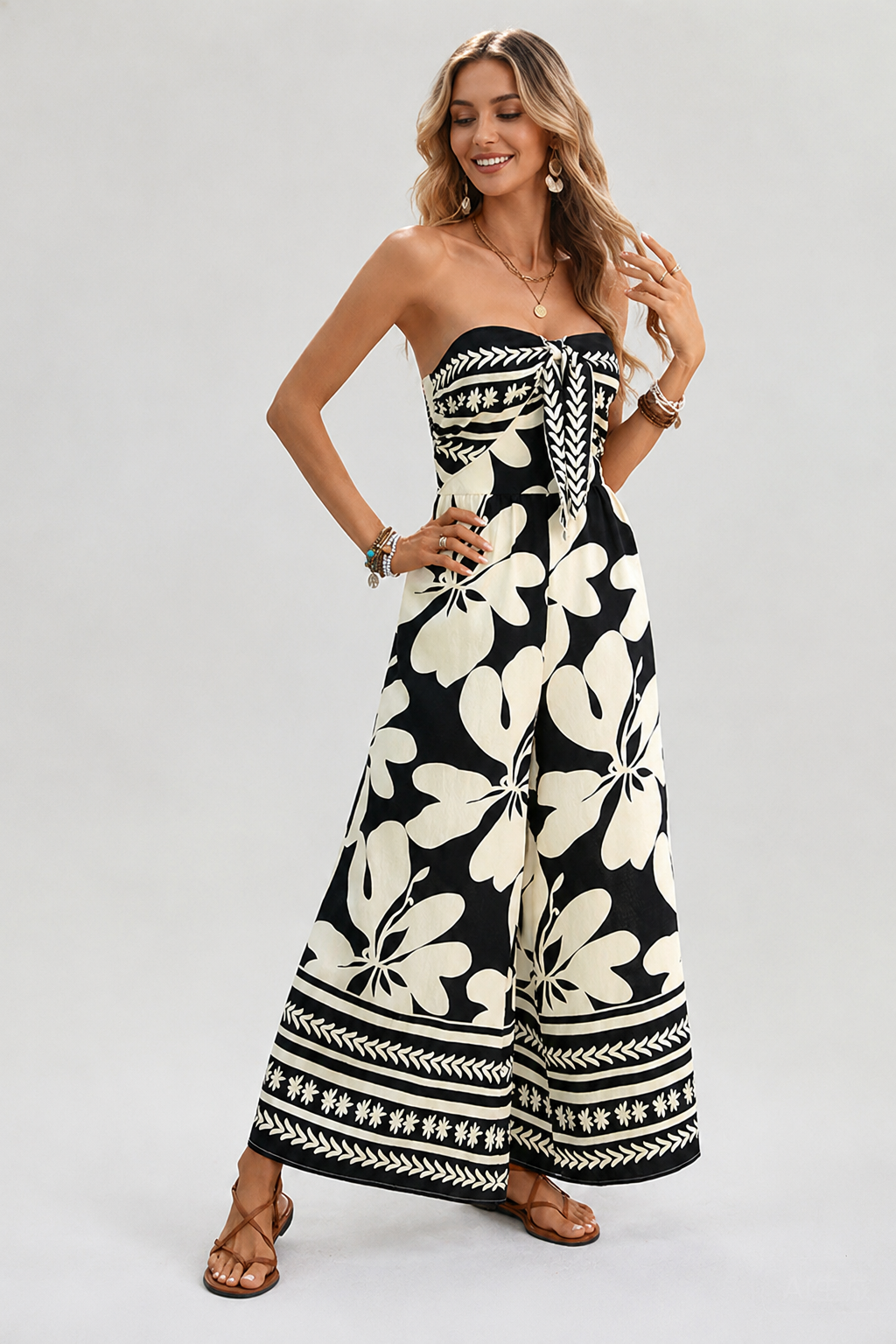 SUNSET COAST STRAPLESS JUMPSUIT EFFORTLESS RESORT STYLE MADE FOR SUNNY DAYS