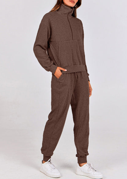 Women's Fall 2 Piece Lounge Sets Zip Up Sweatshirt Jogger Pants Sweat Track Suits Travel Outfit Winter Clothing