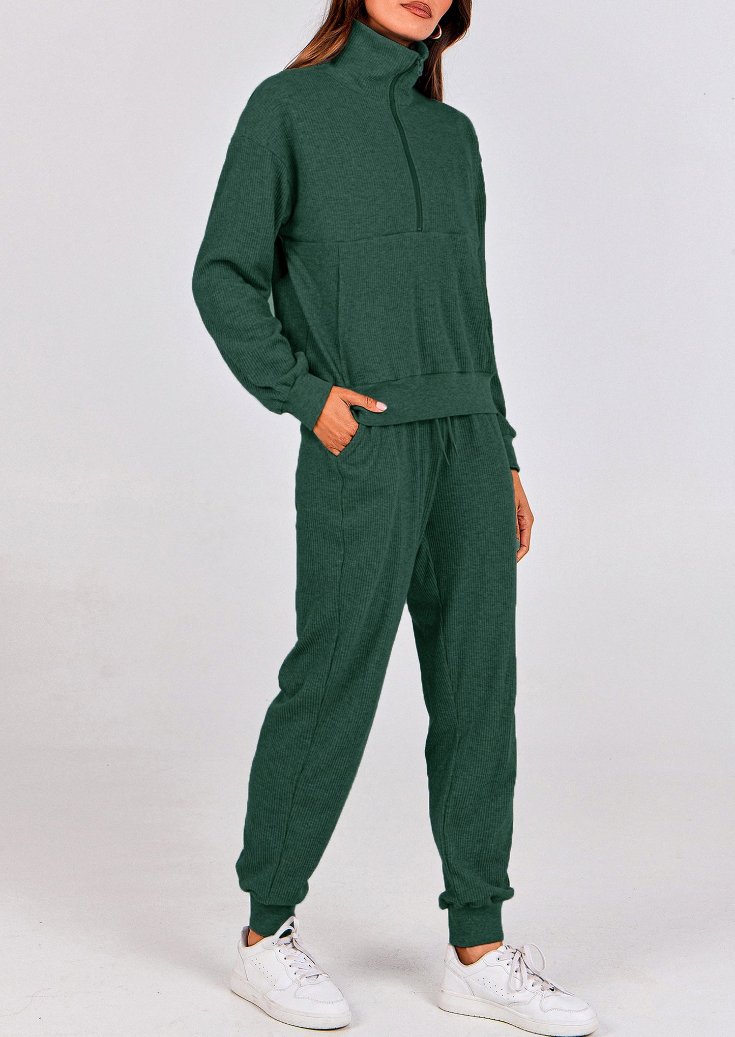 Women's Fall 2 Piece Lounge Sets Zip Up Sweatshirt Jogger Pants Sweat Track Suits Travel Outfit Winter Clothing