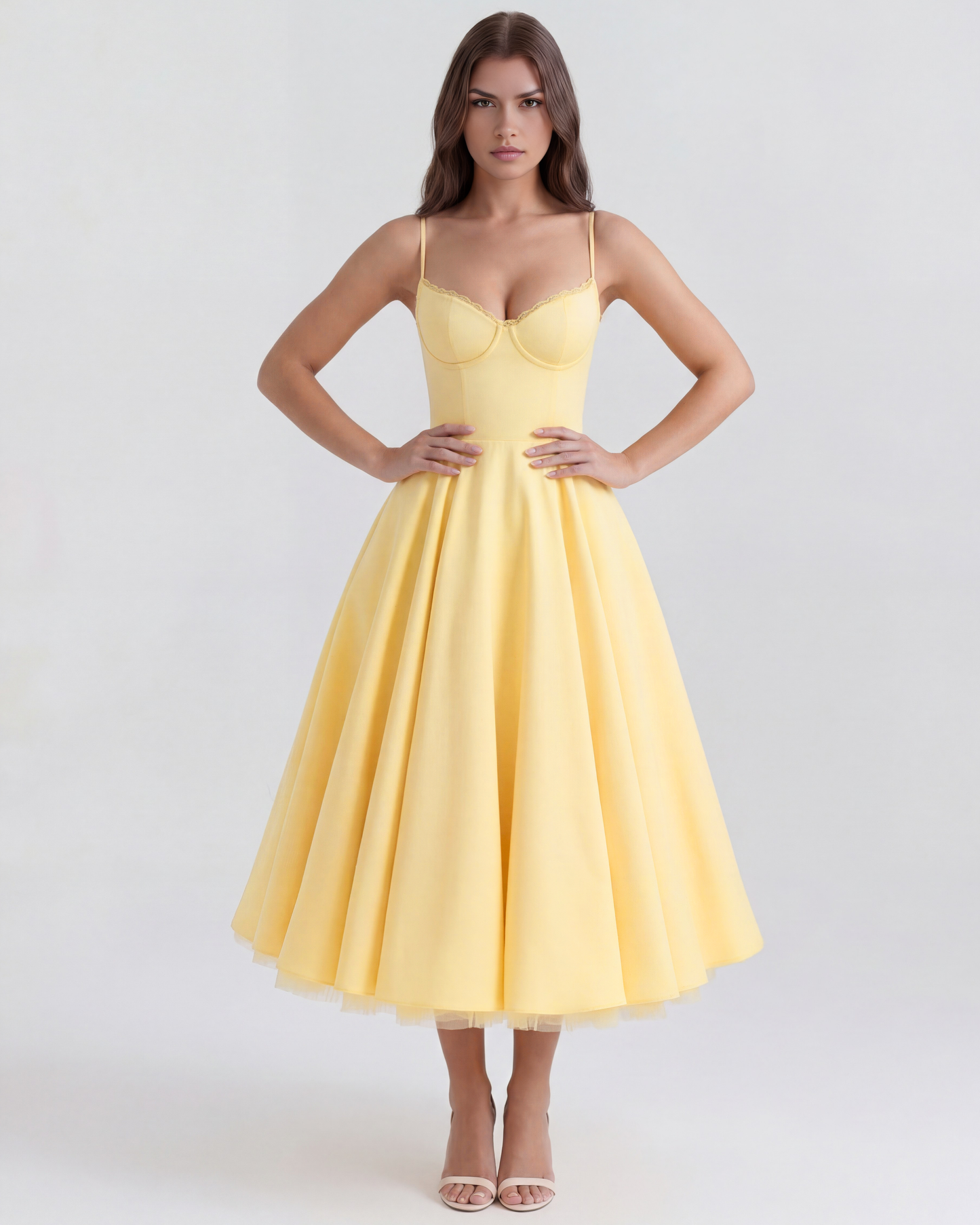 SCULPTING SWEETHEART MIDI DRESS