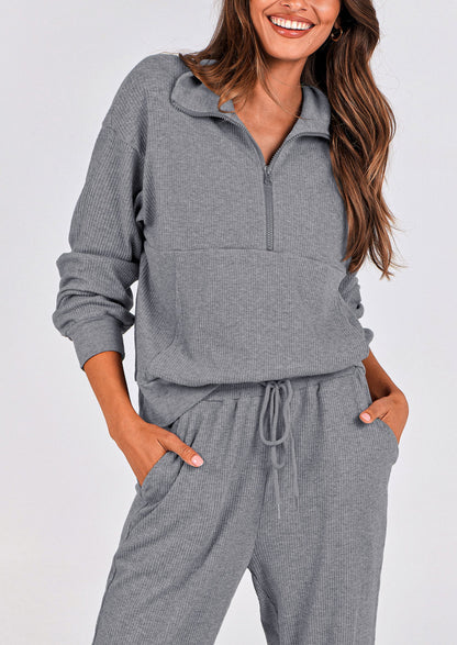 Women's Fall 2 Piece Lounge Sets Zip Up Sweatshirt Jogger Pants Sweat Track Suits Travel Outfit Winter Clothing