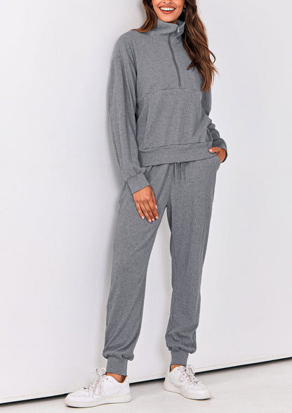 Women's Fall 2 Piece Lounge Sets Zip Up Sweatshirt Jogger Pants Sweat Track Suits Travel Outfit Winter Clothing