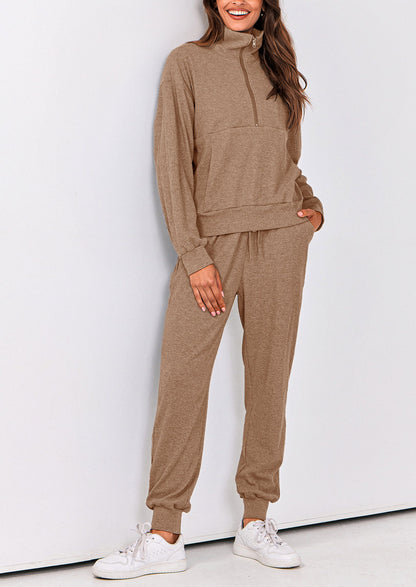 Women's Fall 2 Piece Lounge Sets Zip Up Sweatshirt Jogger Pants Sweat Track Suits Travel Outfit Winter Clothing